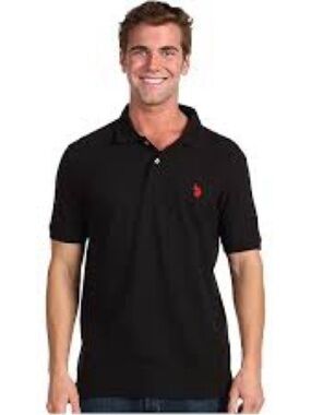 U.S. Polo Assn. Black Polo with Red Logo